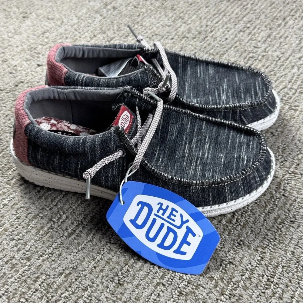 Hey Dude Youth 3 J3 Wally Youth Jersey Slip On Shoe Heather Grey Black